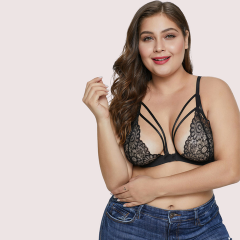 Élégance Sensuelle Plus Size Strappy Lace Bralette