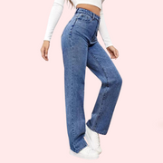 High Waisted Washed Straight Leg Jeans for Women