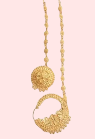 Graceful Gold-Plated Nath and Mangtika Set for Brides