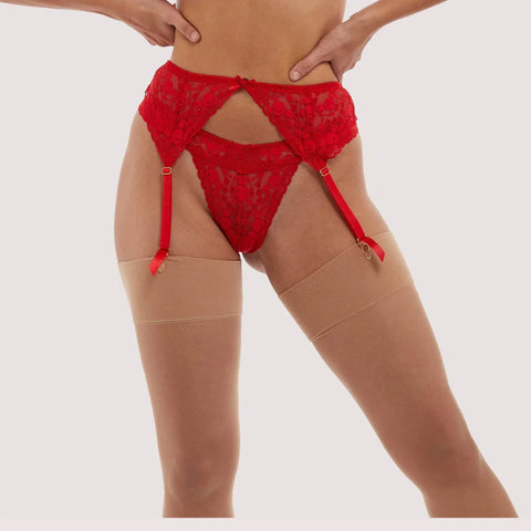 Gorgeous Radiant Red Lace Garter Belt