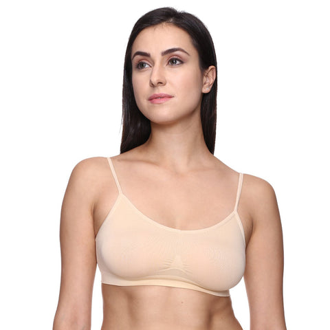 "Comfort" Beige Thin Straps Sports Bra