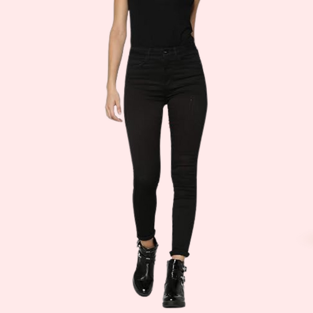 Women's Classic High Waist Royal Black Skinny Jeans