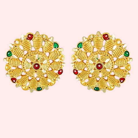 Pack of 2 Gold Finish Traditional Earrings Set for Women