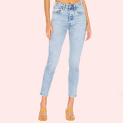 Chic Blue High Rise Skinny Jeans with Low Stretch