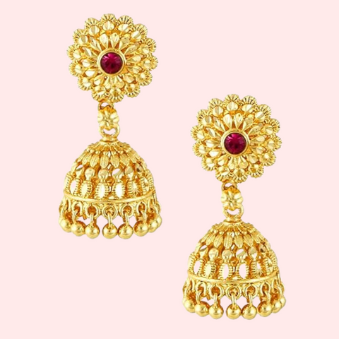 Traditional yet Stylish Ruby Jhumkas Earrings