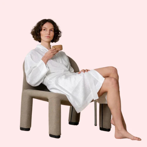 Elegant Natural Genova Linen Bath Robe