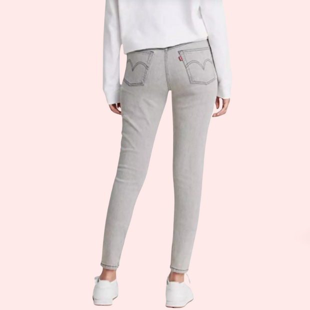 High Rise Skinny Jeans in Gray with Low Stretch