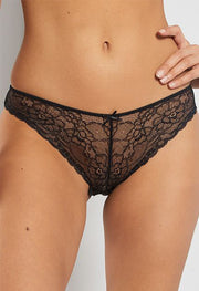 Black See Through Fishnet Lace Brief