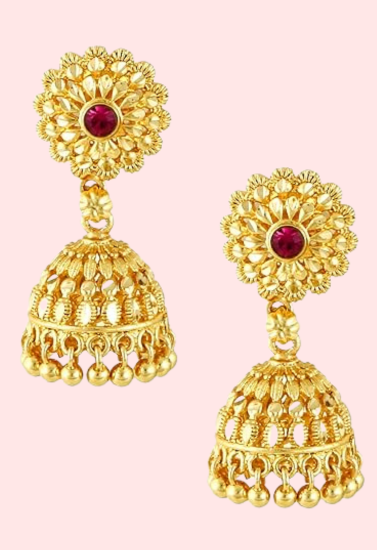 Traditional yet Stylish Ruby Jhumkas Earrings