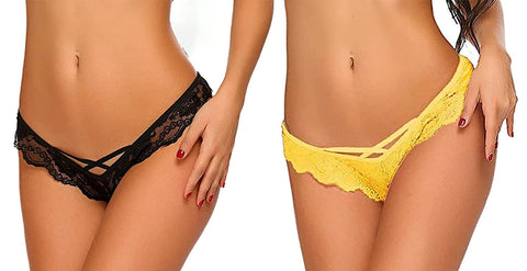 (Pack of 2) Ladies' Lace Thong Panties Set