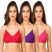 3 Pairs Clear Transparent Back Regular Bras