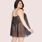 Plus Size Sheer Black Chemise