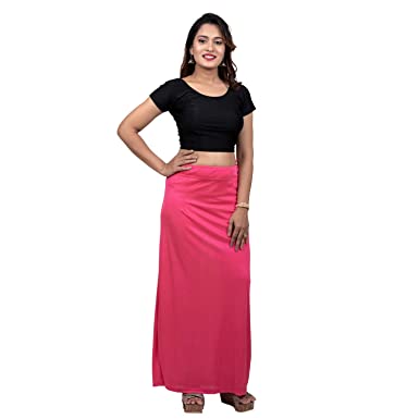 Ladies Glossy silk saree's Pink Petticoat