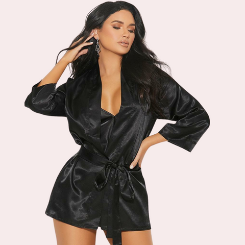 Black Silk Robe for Women's Sensual Nights