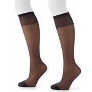 3 Pairs Gentle Brown Sheer Toe Knee High Stockings