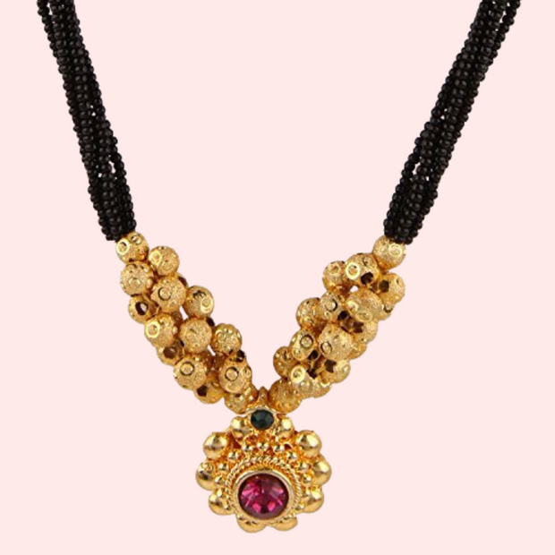 Traditional Gold Plated Thushi Mangalsutra Pendant Necklace