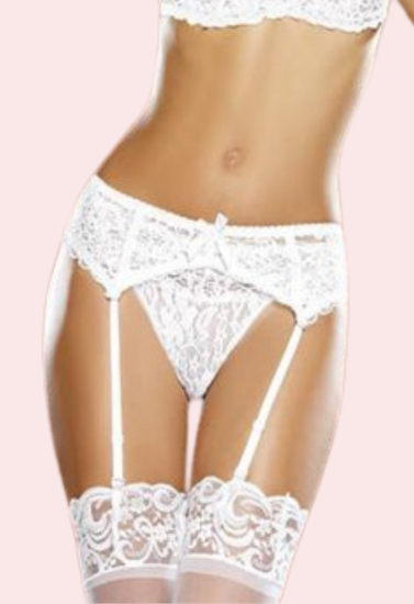 Elegant White Floral Lace Garter Belt