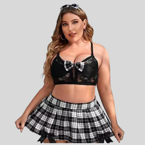 French Daina Schoolgirl Roleplay Costumes with Luxury Panty Gift