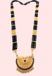 Uttarakhandi Black Beaded Mangalsutra with Stones