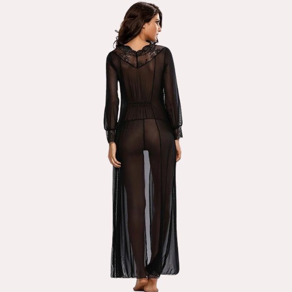 Romantic Sheer Elegance Black Nightgown