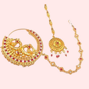 Garhwali Gold Plated Bridal Nose Ring with Chain