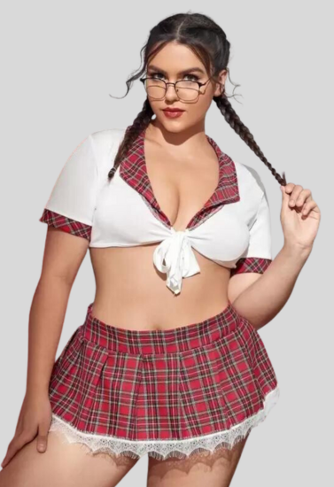 French Daina Schoolgirl Sweetheart Roleplay Costume with Luxury Panty Gift