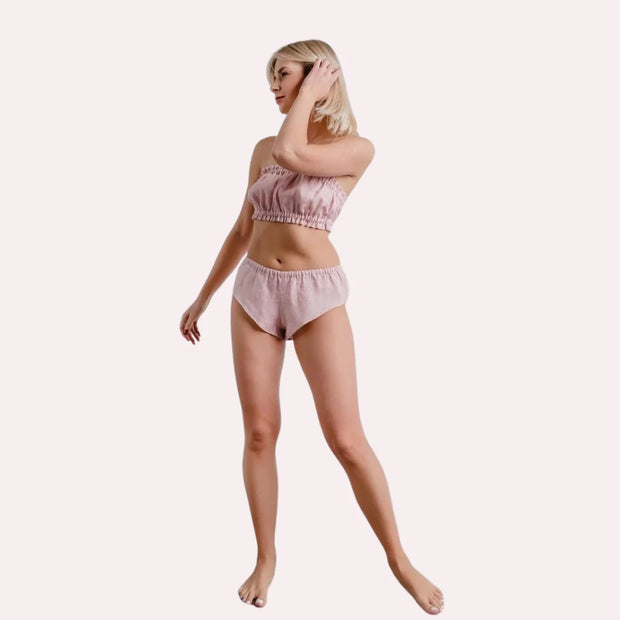 French Daina Organic Cotton Ruffled Bandeau & Vintage Knickers Set