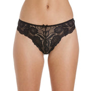 Female Black Floral Transparent Lace High Waist Thong