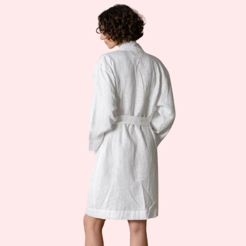 Elegant Natural Genova Linen Bath Robe