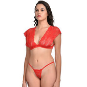 Very Sexy Red Lace Bra G-String Set