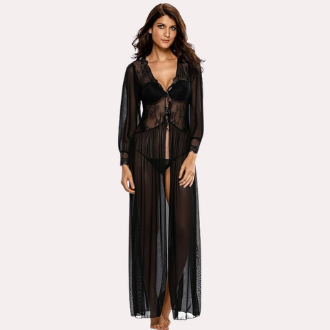 Romantic Sheer Elegance Black Nightgown