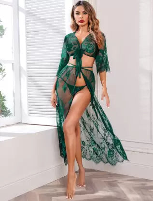 Stylish Sheer Net Top and Skirt Set