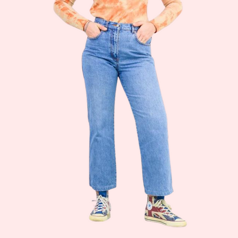 Classic 90s Boyfriend Blue Denim Wide Leg Jeans