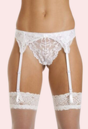 Silky White Lace Garter Belt for Women