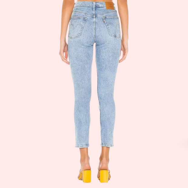 Chic Blue High Rise Skinny Jeans with Low Stretch