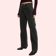 Women's Loose Straight Jeans in Smokey Black Denim