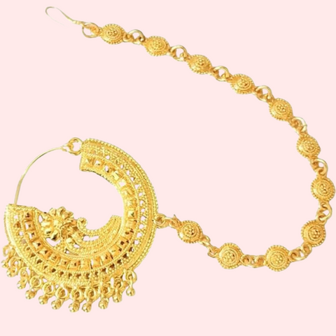 Uttarakhandi Round Nath Gold Plated Accessory