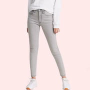 High Rise Skinny Jeans in Gray with Low Stretch