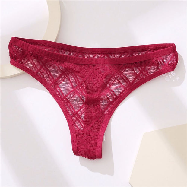 Ladies Low Waist Mesh Hollow Lace Panties