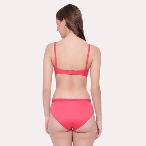 Non-Wired Cotton Push-Up Bra Panty for Women