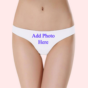 Custom Photo- White Low Waist Cotton Thong Panty