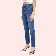 Women's High Rise Classic Slim Straight Denim Jeans