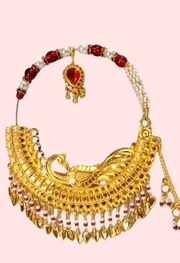 Regal Gold-Plated Bridal Nath with Elegant Chain