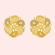 Pack of 2 Gold Finish Traditional Earrings Set for Women