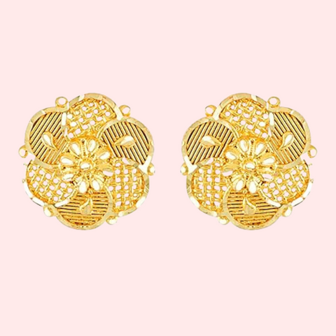 Pack of 2 Gold Finish Traditional Earrings Set for Women