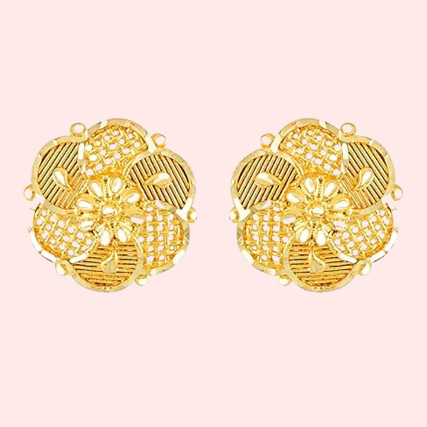 Pack of 2 Gold Finish Traditional Earrings Set for Women