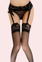 Black Lace Suspender Belt Lingerie Set