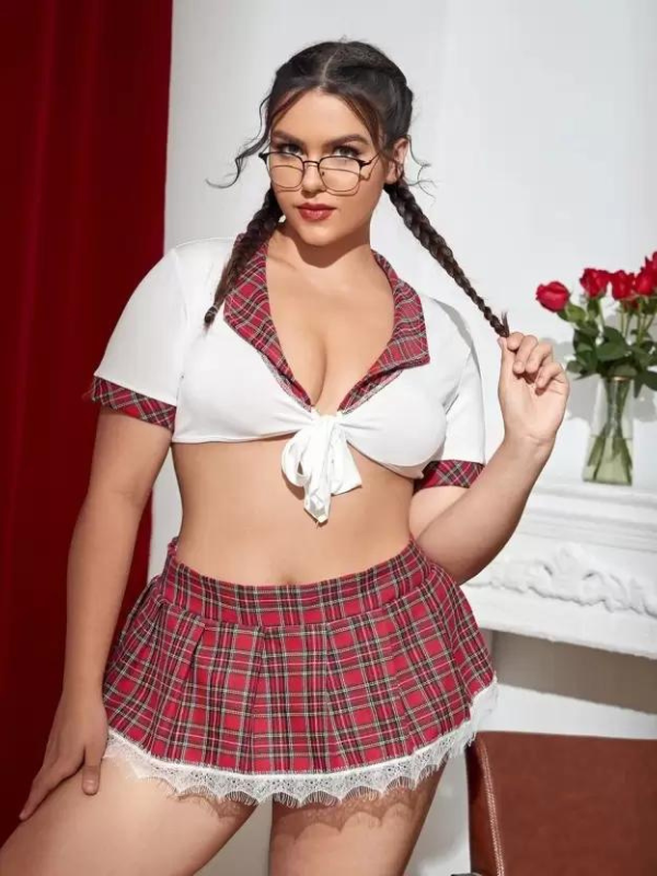 French Daina Schoolgirl Sweetheart Roleplay Costume with Luxury Panty Gift