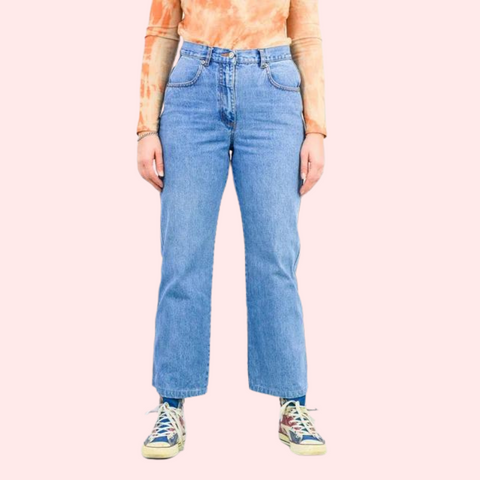 Classic 90s Boyfriend Blue Denim Wide Leg Jeans