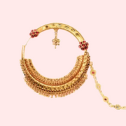 Luxe Gold-Plated Bridal Nath with Chic Chain Design